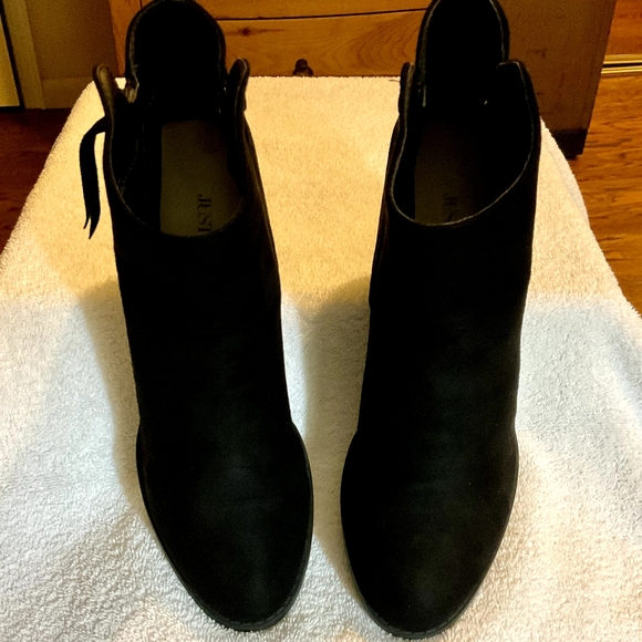 JUSTFAB BLACK & BROWN Western Style Loana Faux Suede Stacked Heel BootS. Sz-10 - Picture 5 of 12